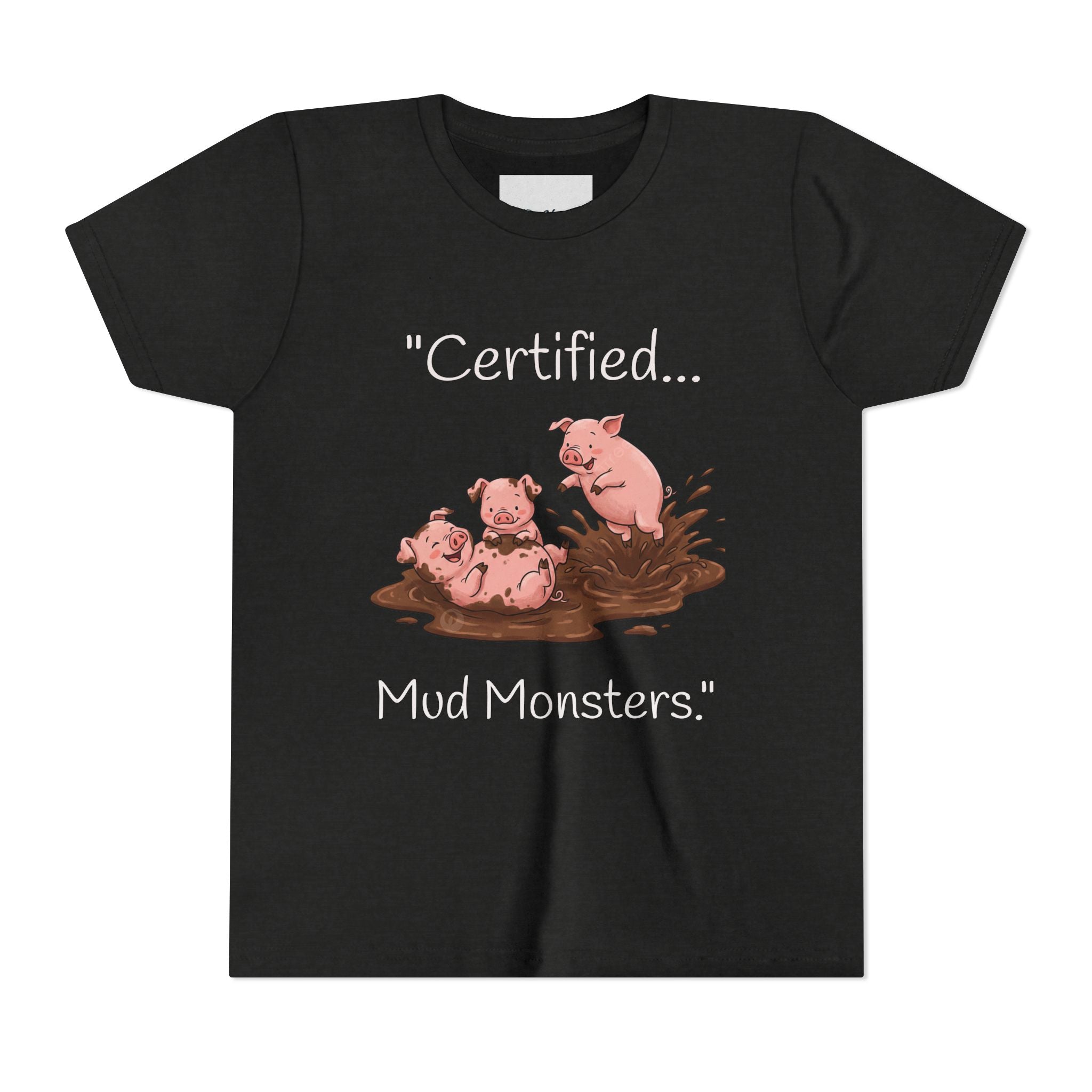 Certified Mud Monsters Kids Graphic T-Shirt – Playful Piglets Youth Cotton Tee