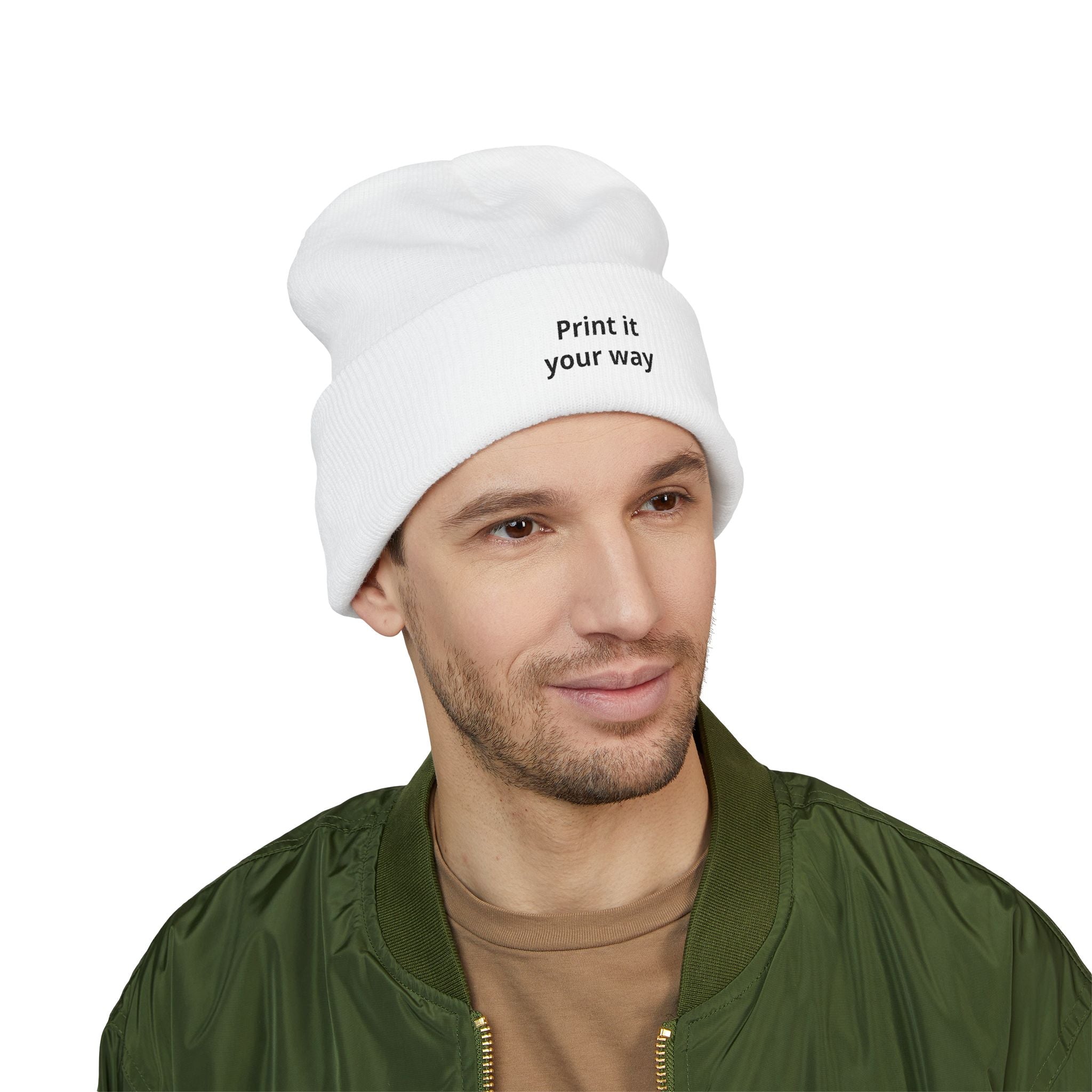 Print It Your Way beanie | Cuffed Embroidered Beanie, Custom Text