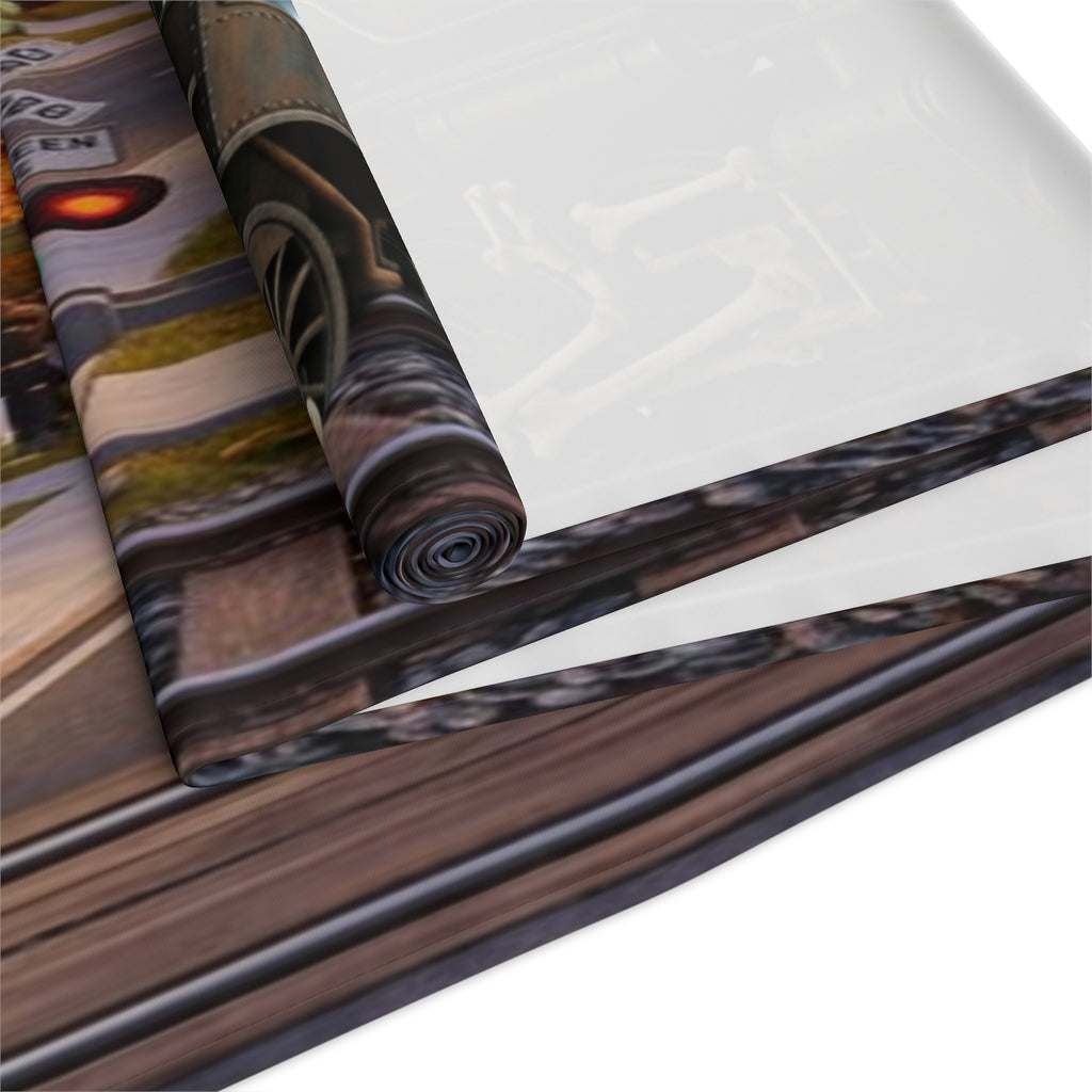 Vintage Steam Train Village Table Runner