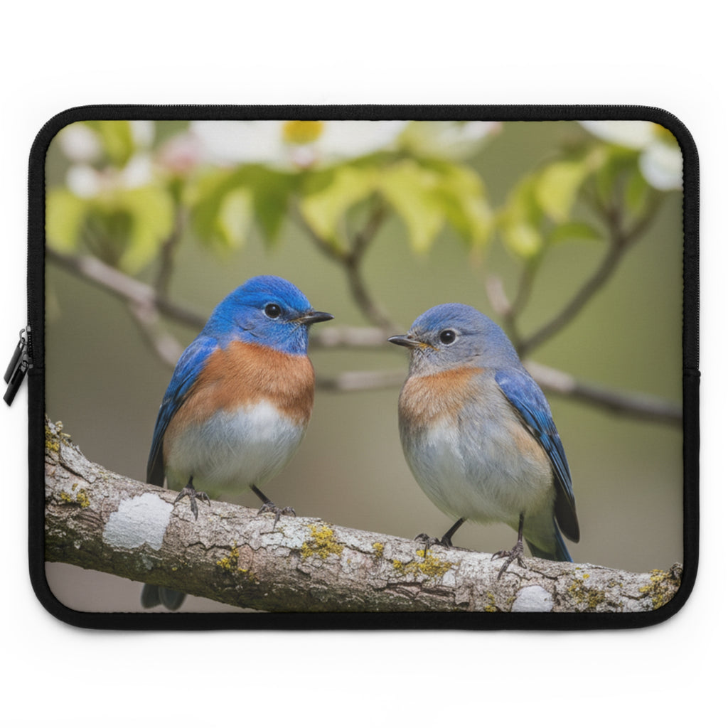 Laptop Sleeve Eastern Bluebirds on Branch | Nature Bird Photography