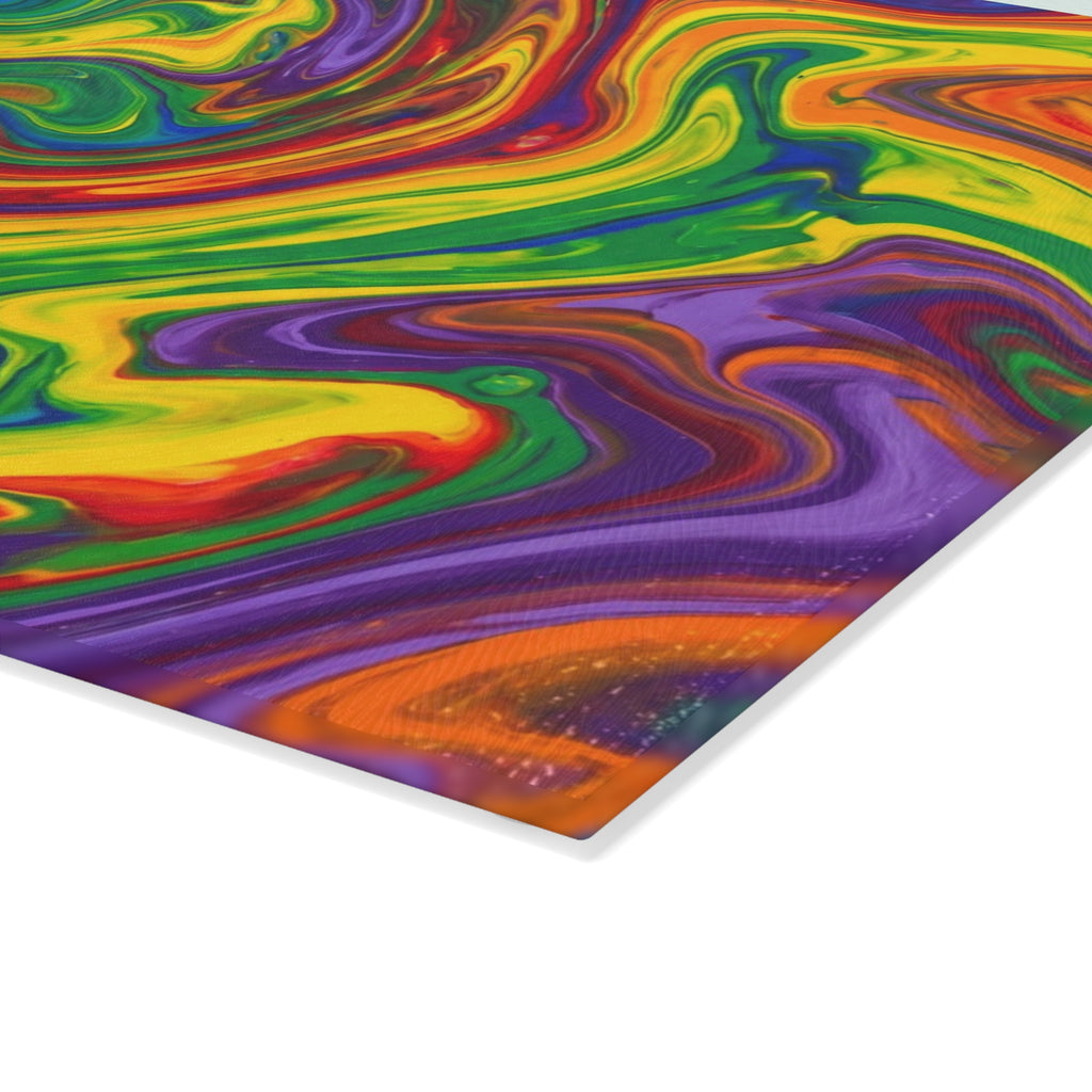 Paint Swirl Glass Cutting Board | Colorful Abstract Kitchen Decor