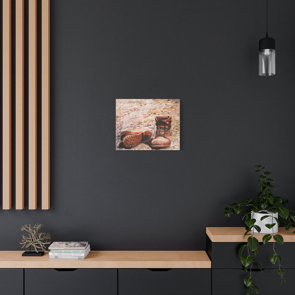 Worn Leather Boots Canvas