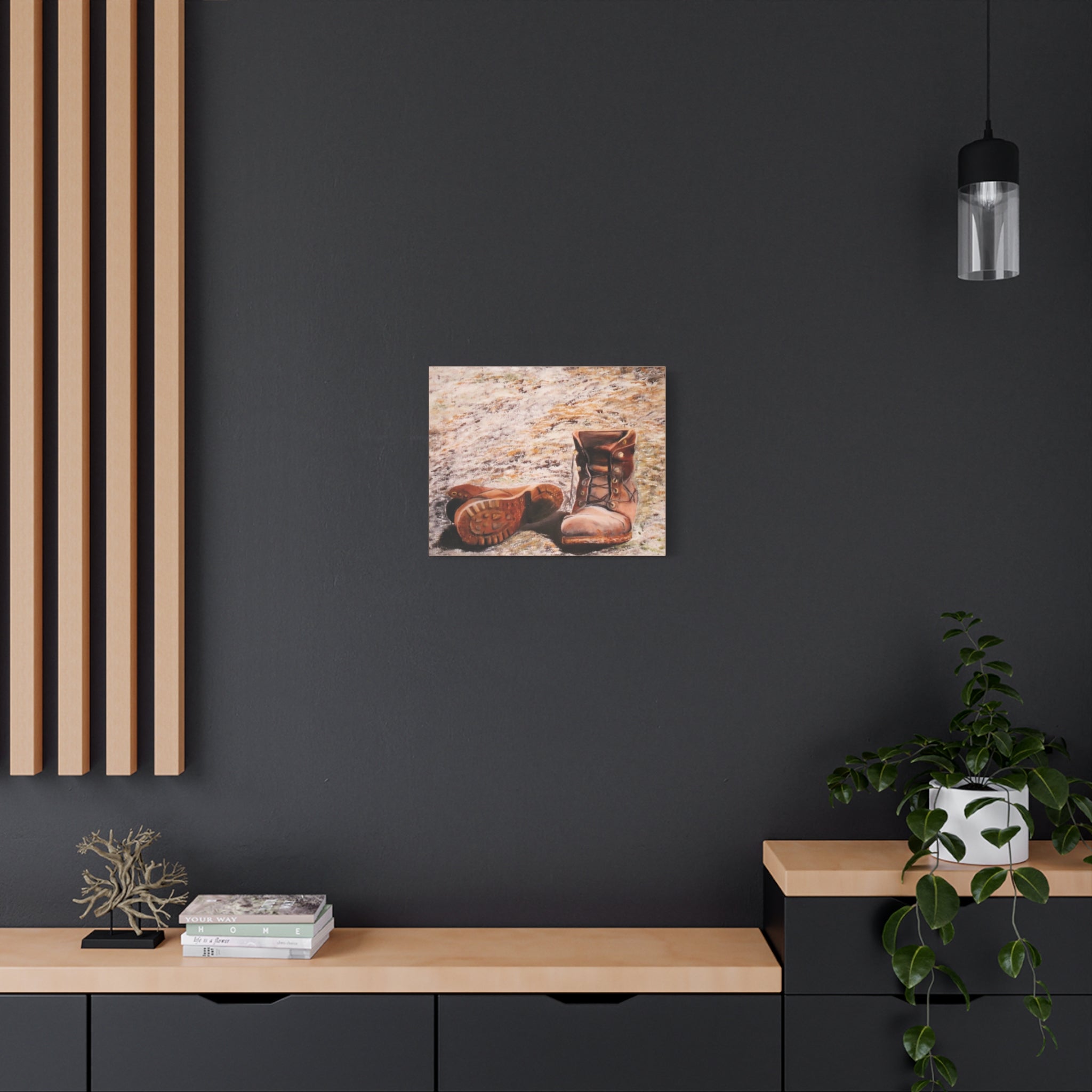 Worn Leather Boots Canvas