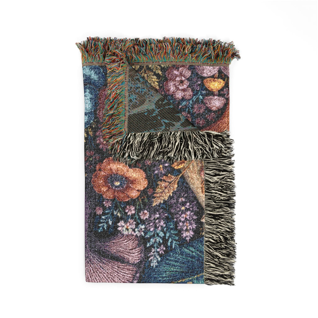 Mushroom Meadow Woven Blanket - Fungi Tapestry Throw