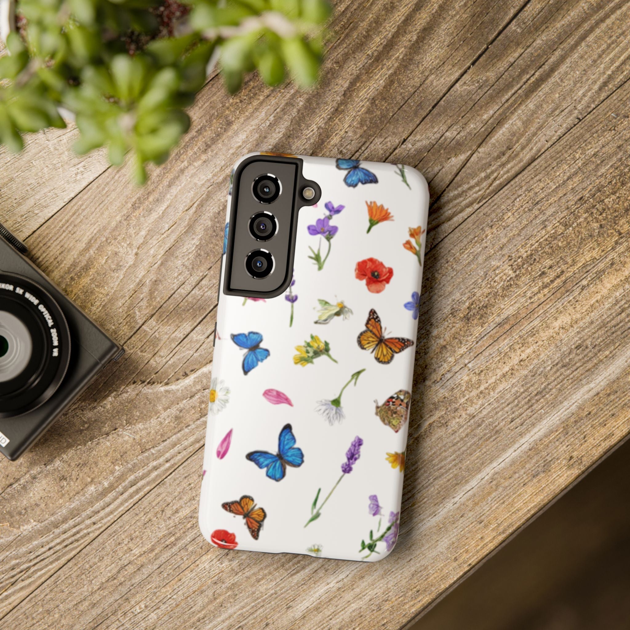 Butterfly Meadow Tough Phone Case / Floral Protective Phone Cover