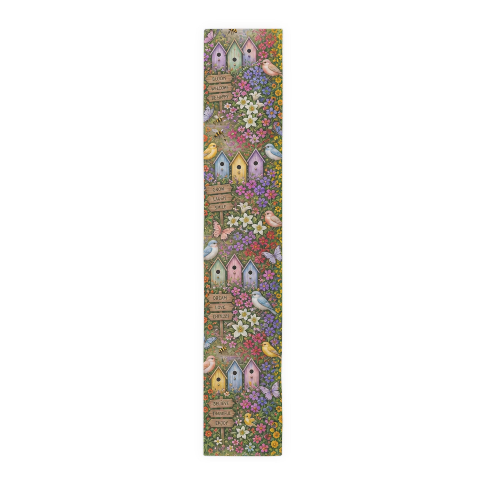 Floral Garden Birds Bees Butterflies Table Runner
