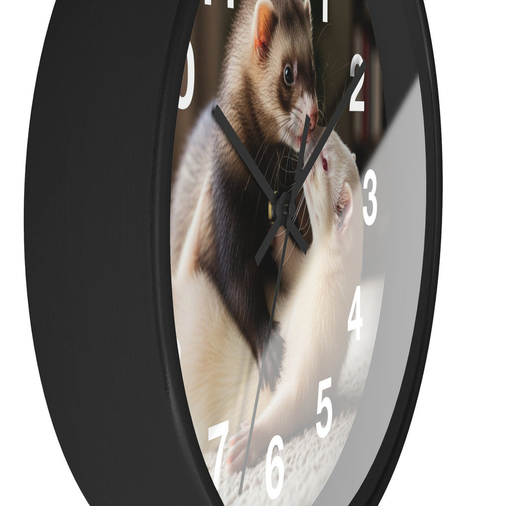 Ferret Pair Wall Clock / Cute Ferret Photo Clock for Pet Lovers