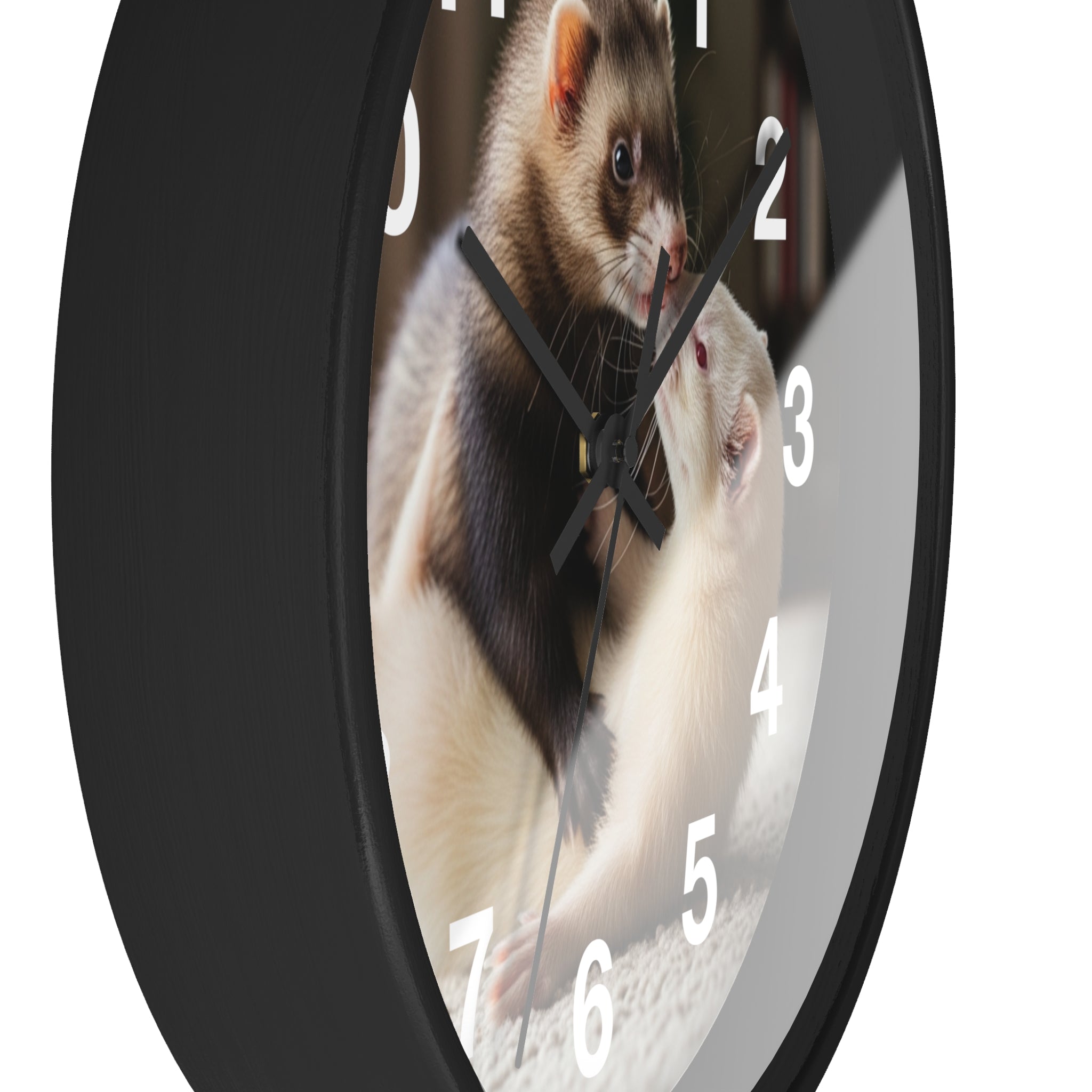 Ferret Pair Wall Clock / Cute Ferret Photo Clock for Pet Lovers