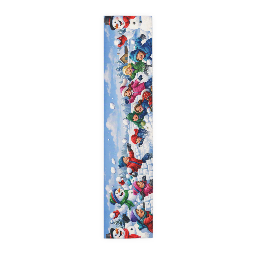 Snowball Fight Snowman Table Runner | Winter Christmas Table Decor