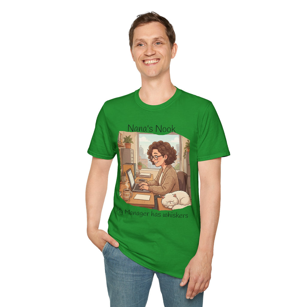 T-Shirt / "Nana's Nook: My Manager Has Whiskers" Cozy Grandma Cat Lover Tee