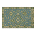 Blue Green Kilim Pattern Area Rug | Southwestern Tribal Geometric Floor Runner
