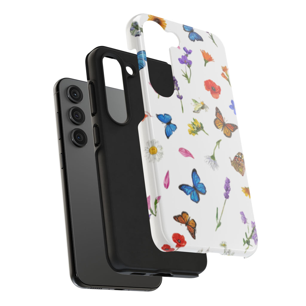 Butterfly Meadow Tough Phone Case / Floral Protective Phone Cover
