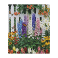 Floral Garden Minky Blanket/ Colorful Lupines & Butterfly Throw