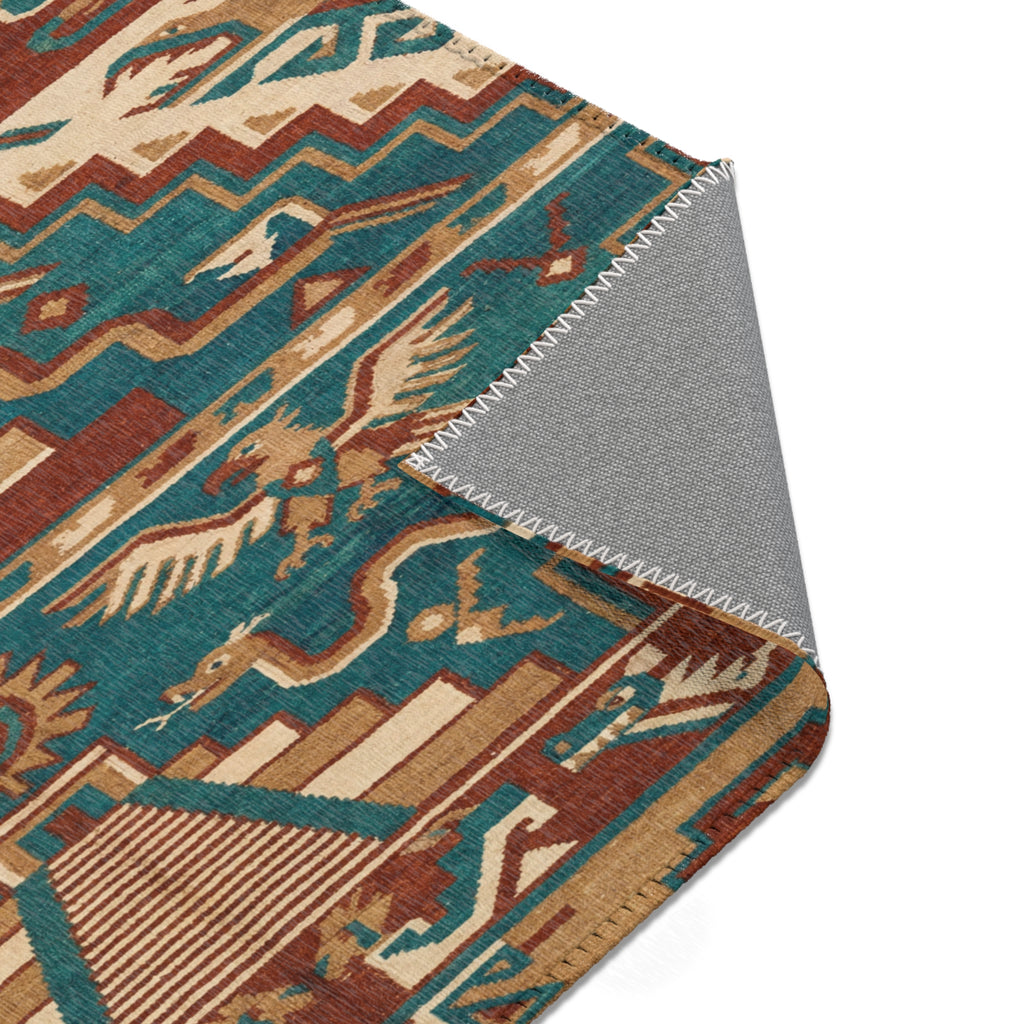 Southwestern Aztec Eagle Pattern Area Rug | Tribal Geometric Floor Mat