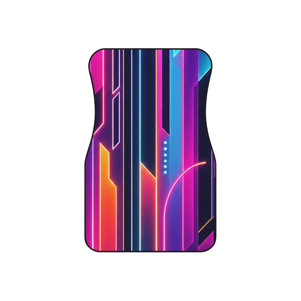 Neon Geometric Lines Car Mats | Vibrant Retro Futuristic Floor Mats