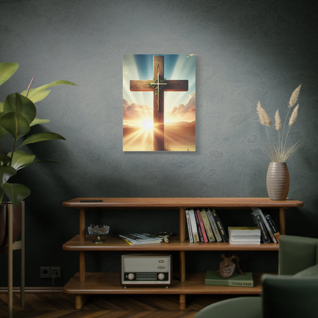 Sunrise Cross Matte Canvas Wall Art / Christian Inspirational Religious Home Decor