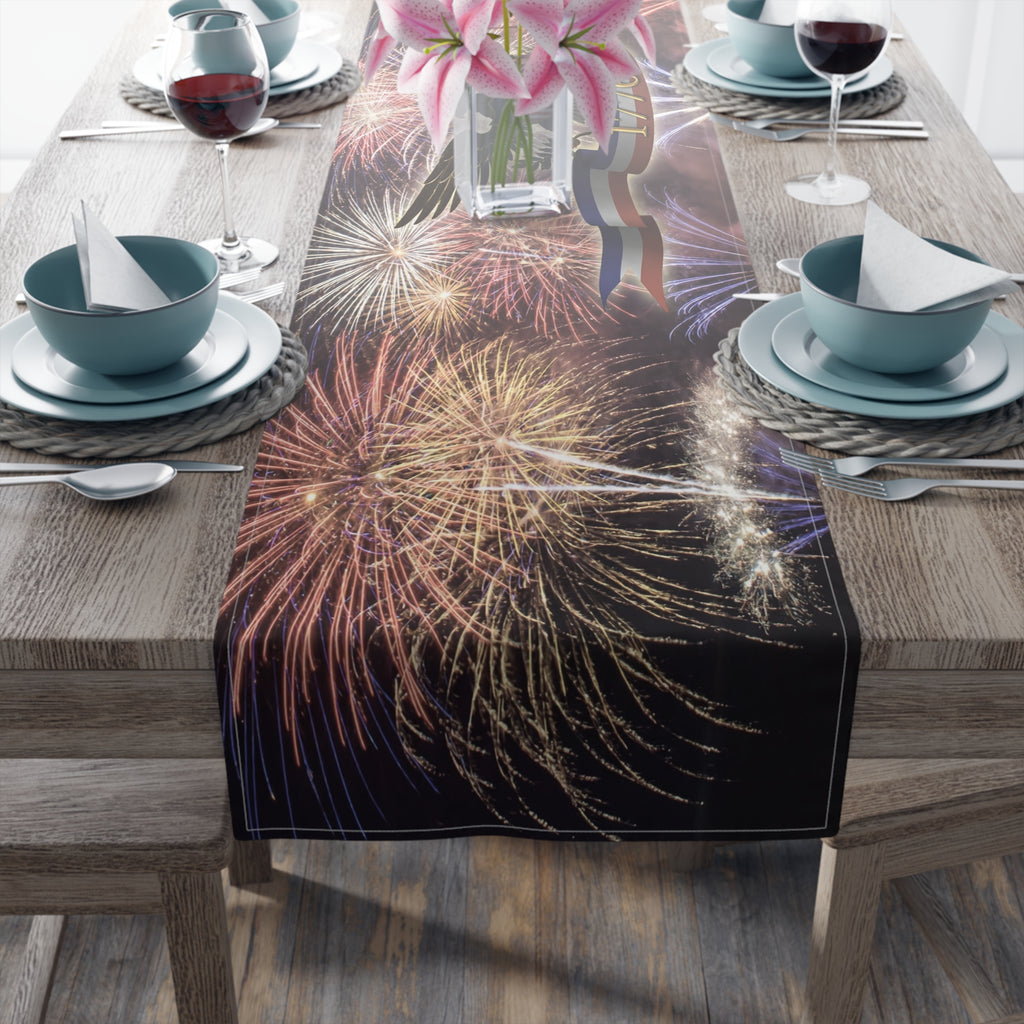 American Eagle with Fireworks Table Runner | Cotton Poly