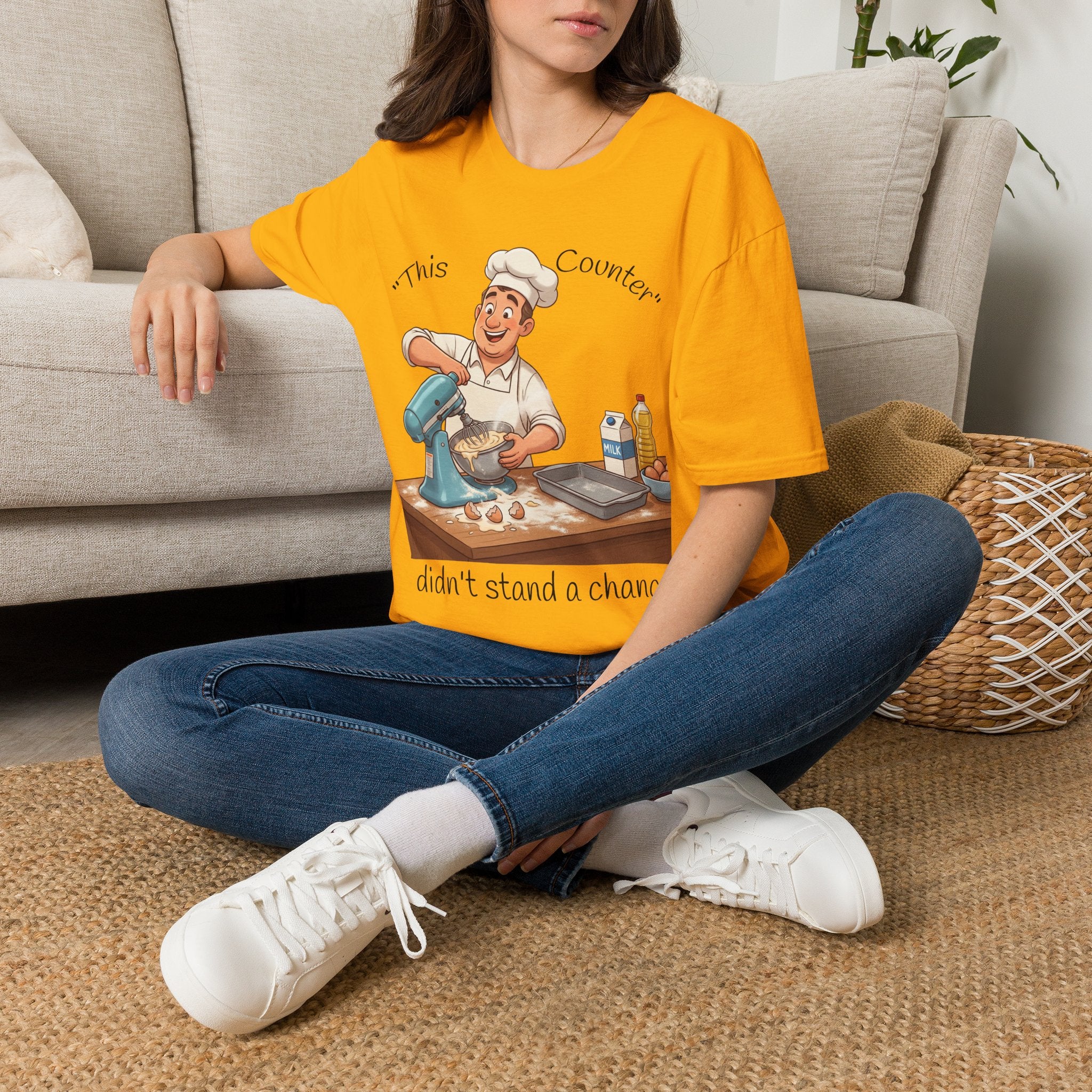 This Counter Didn't Stand a Chance Unisex Graphic T-Shirt – Funny Baking Chef Cotton Tee