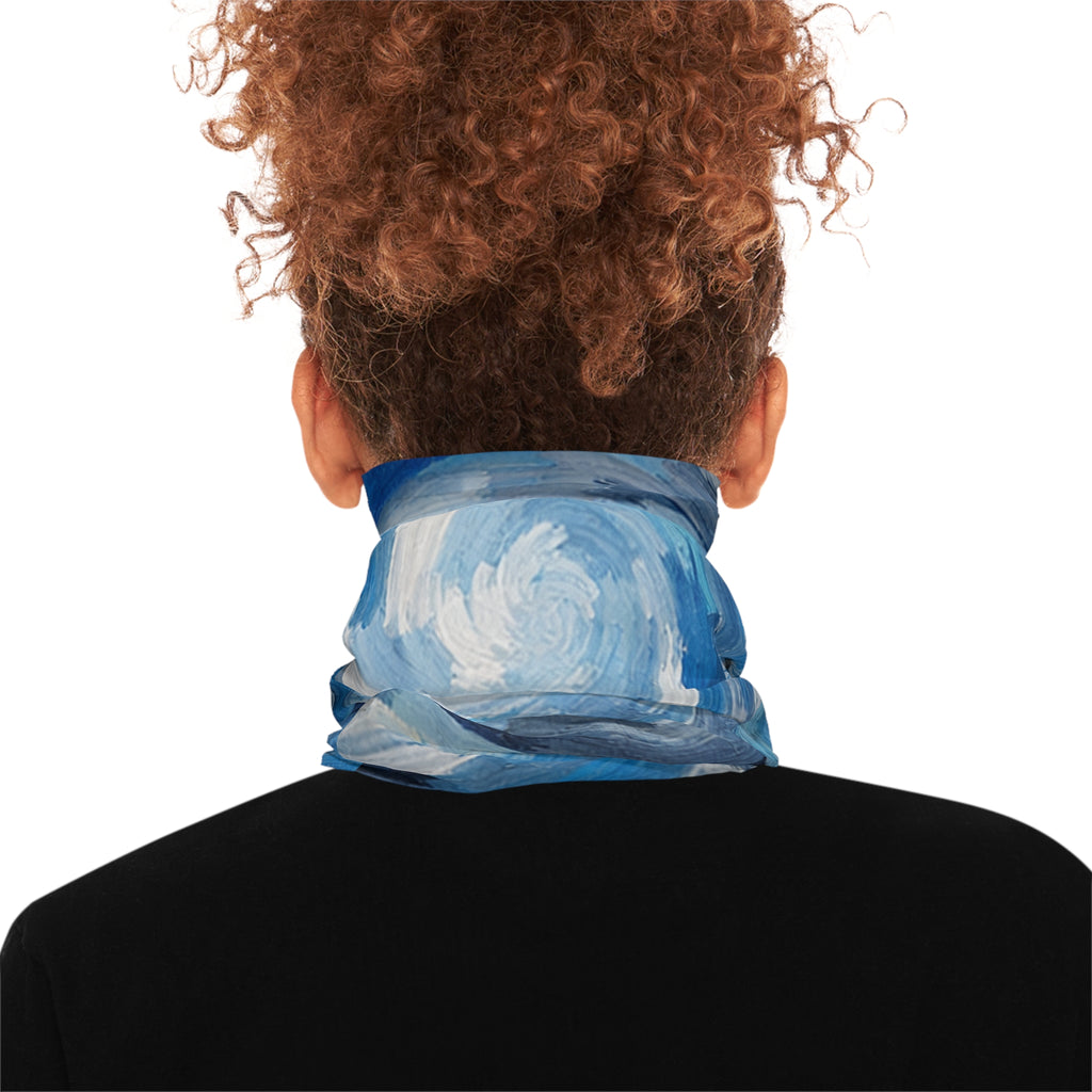 Blue Swirl Pattern Neck Gaiter | Abstract Spiral Design, Lightweight