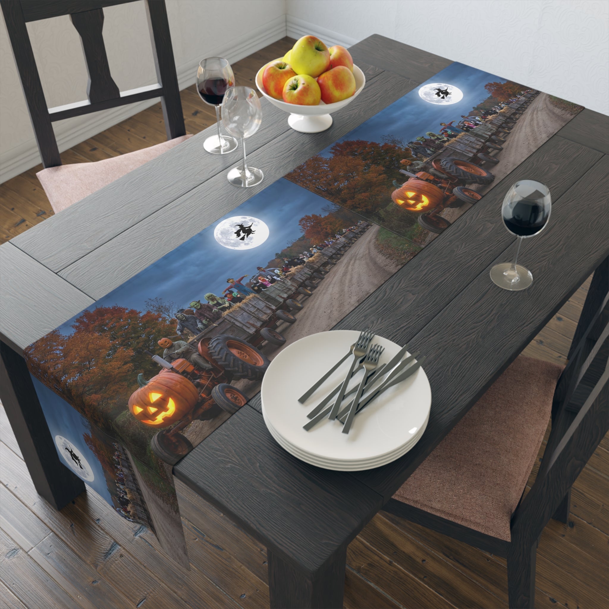 Halloween Pumpkin & Full Moon Table Runner