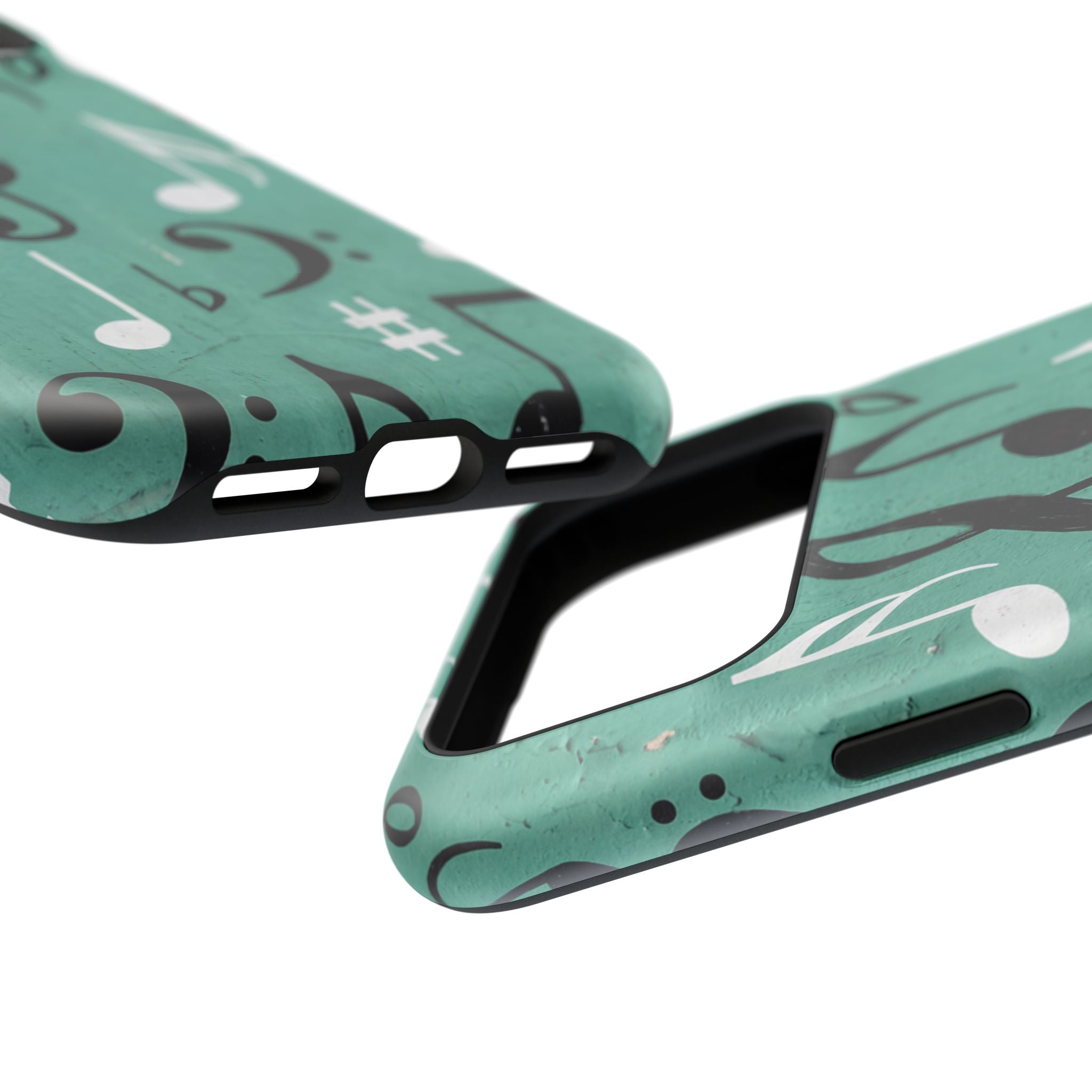 Teal Music Notes Phone Case | Impact-Resistant Case