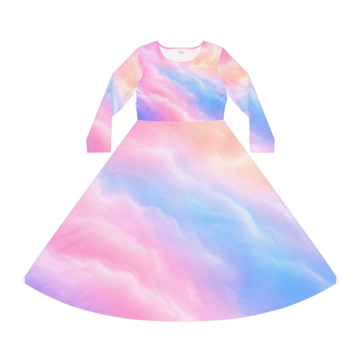 Pastel Cloud Print Long Sleeve Dress