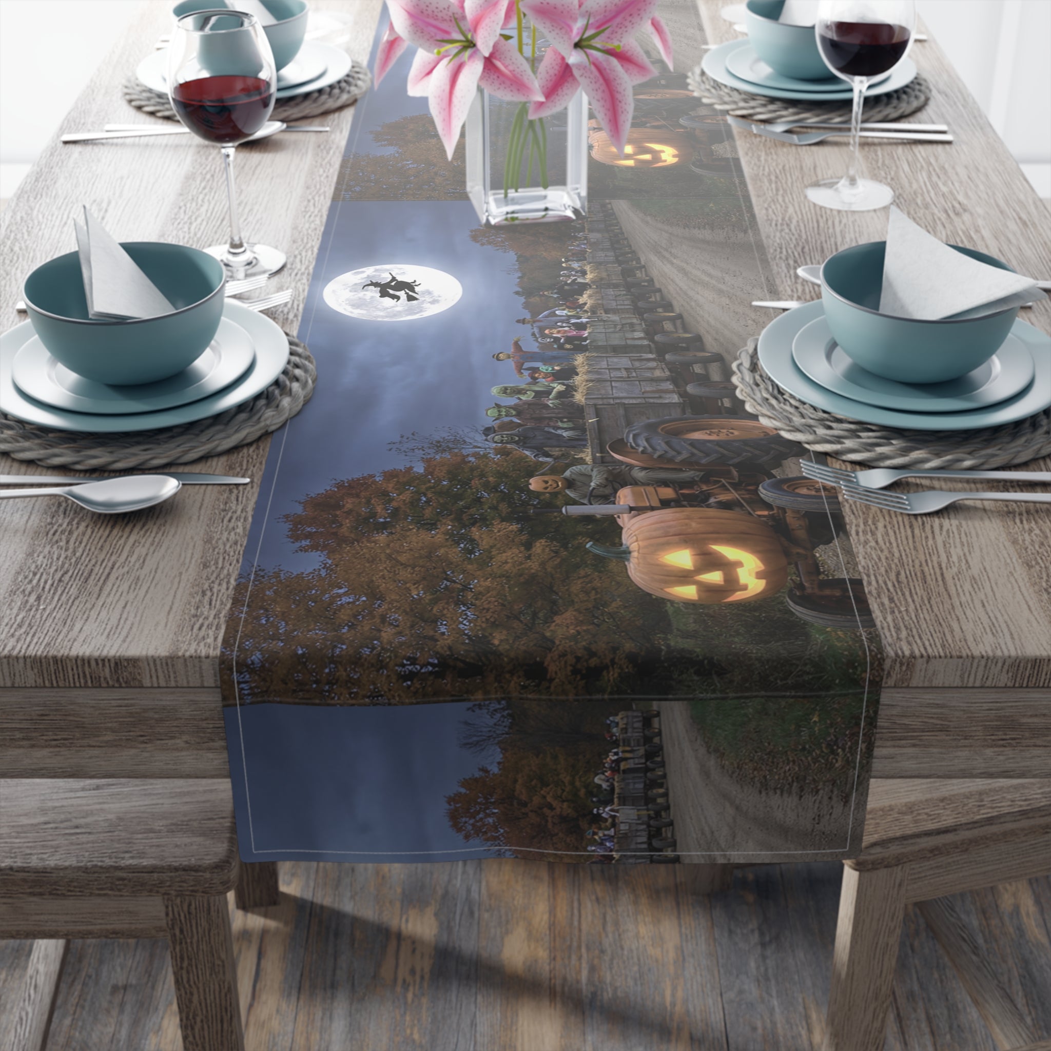 Halloween Pumpkin & Full Moon Table Runner