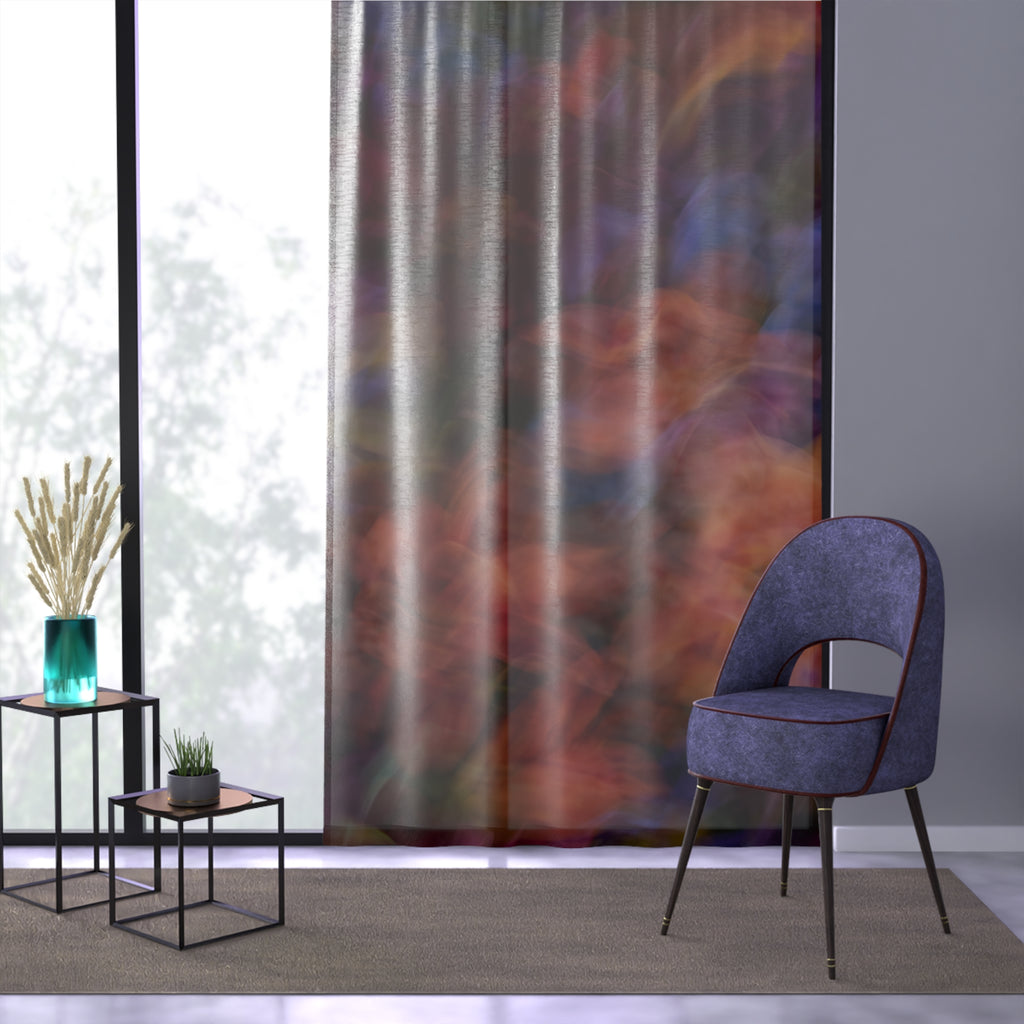 Abstract Bokeh Window Curtain / Warm Sunset Colors Sheer Curtain