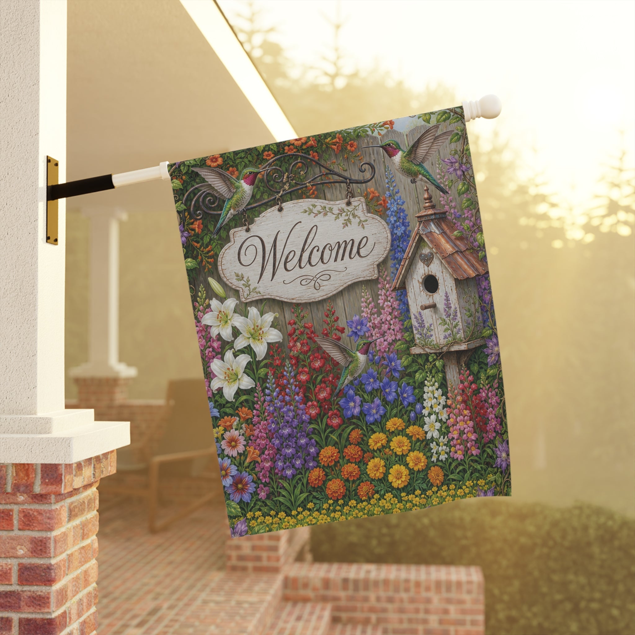 Cottage Garden Floral Banner | House Welcome Flag