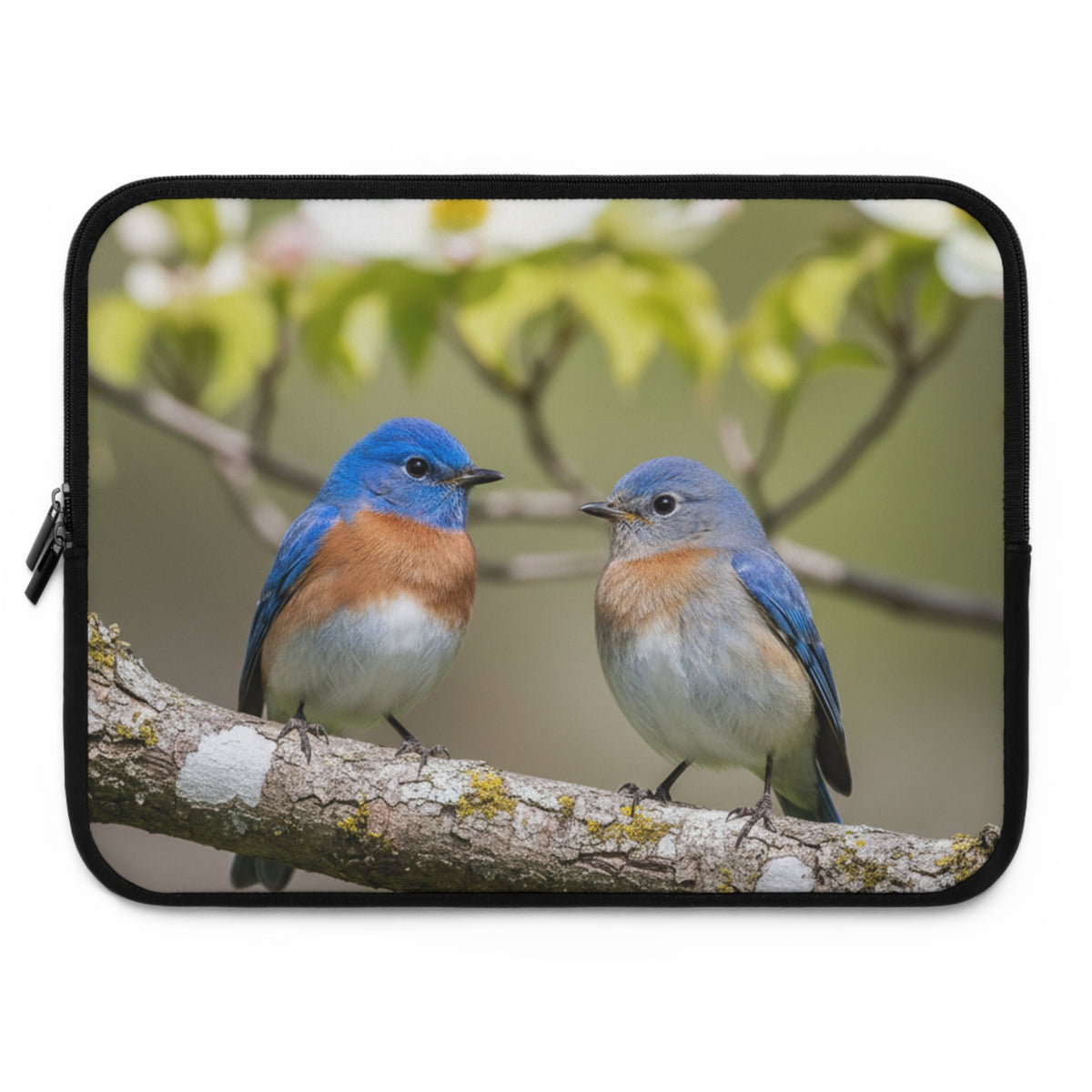 Laptop Sleeve Eastern Bluebirds on Branch | Nature Bird Photography