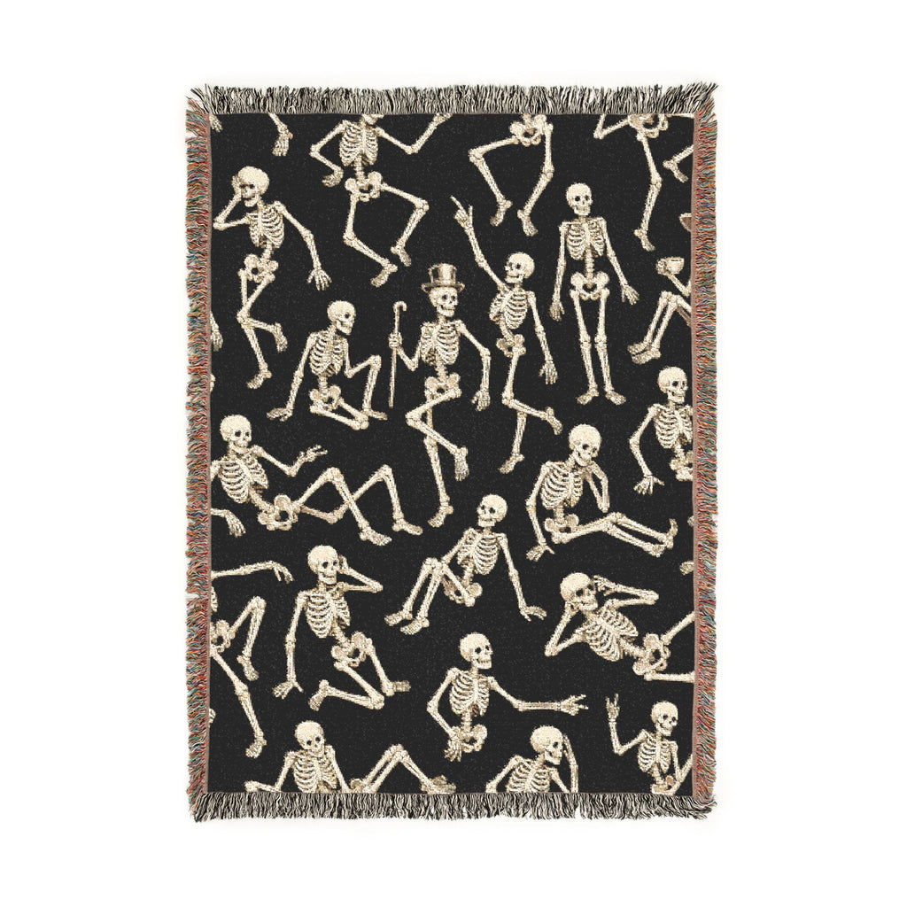 Gold Skeleton Woven Blanket - Halloween Throw
