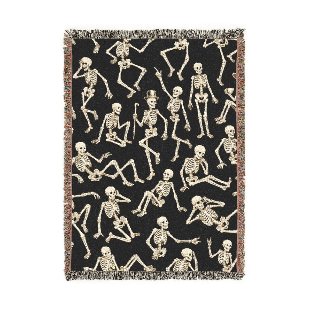 Gold Skeleton Woven Blanket - Halloween Throw