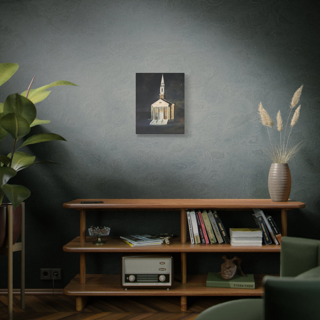 Nighttime Church Painting/ Matte Canvas