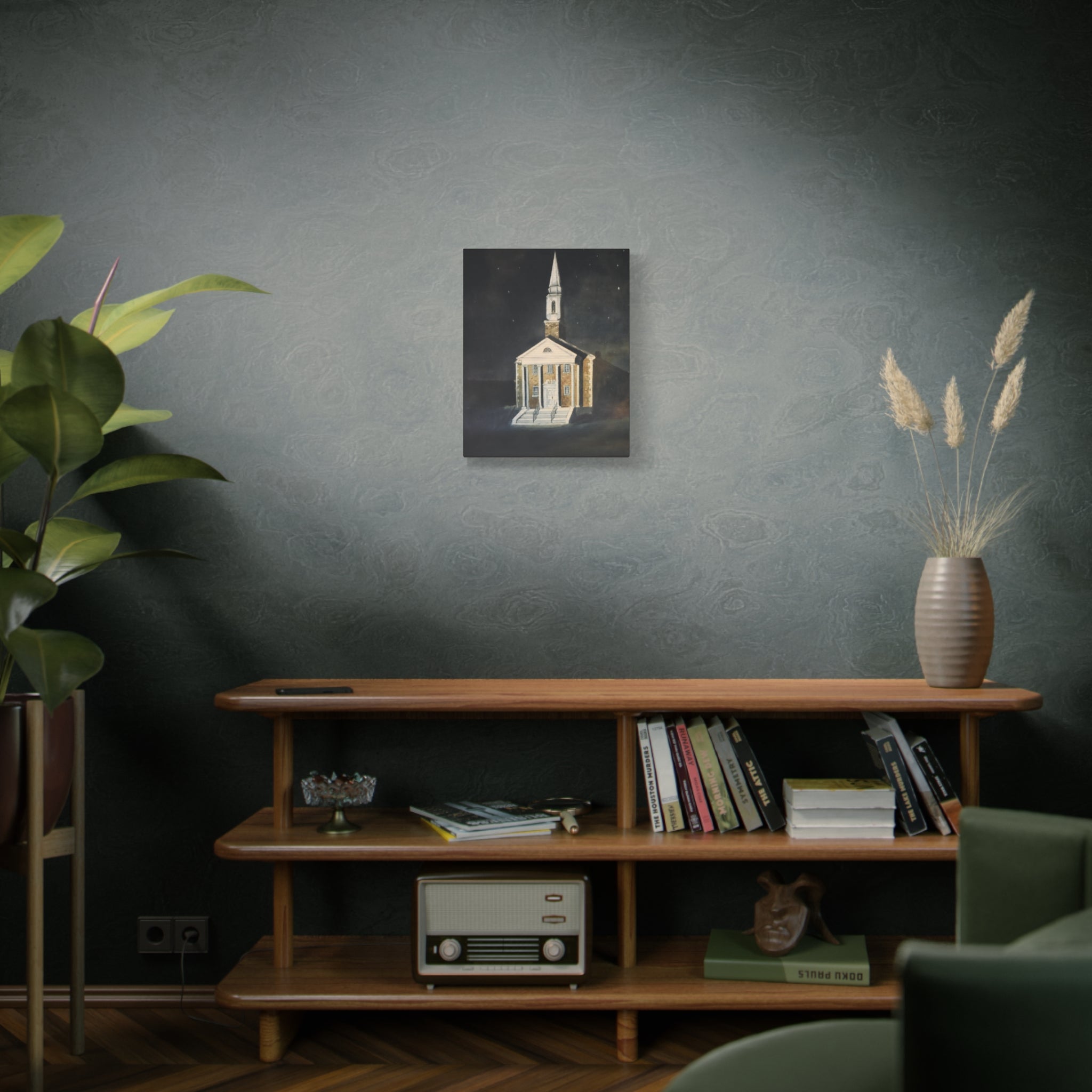 Nighttime Church Painting/ Matte Canvas