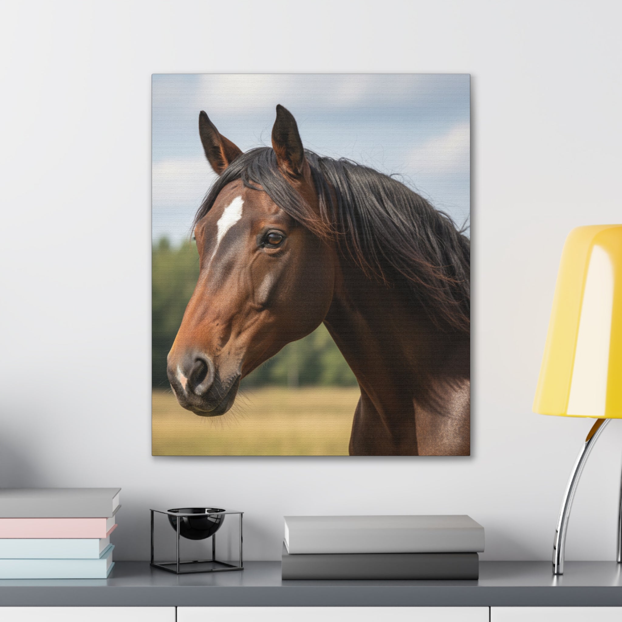 Bay Horse Portrait Canvas Print / Wall Art for Equestrian Lovers