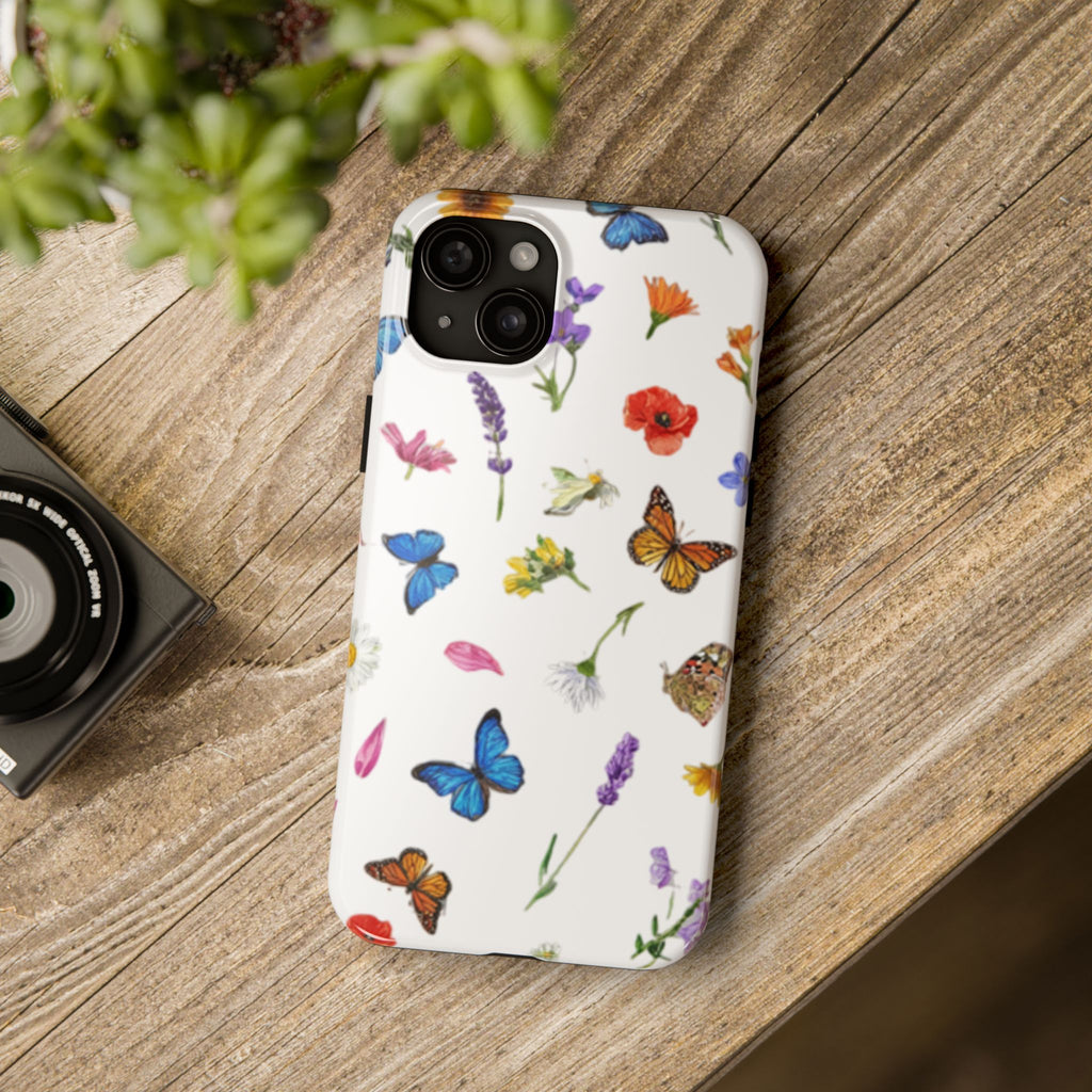 Butterfly Meadow Tough Phone Case / Floral Protective Phone Cover