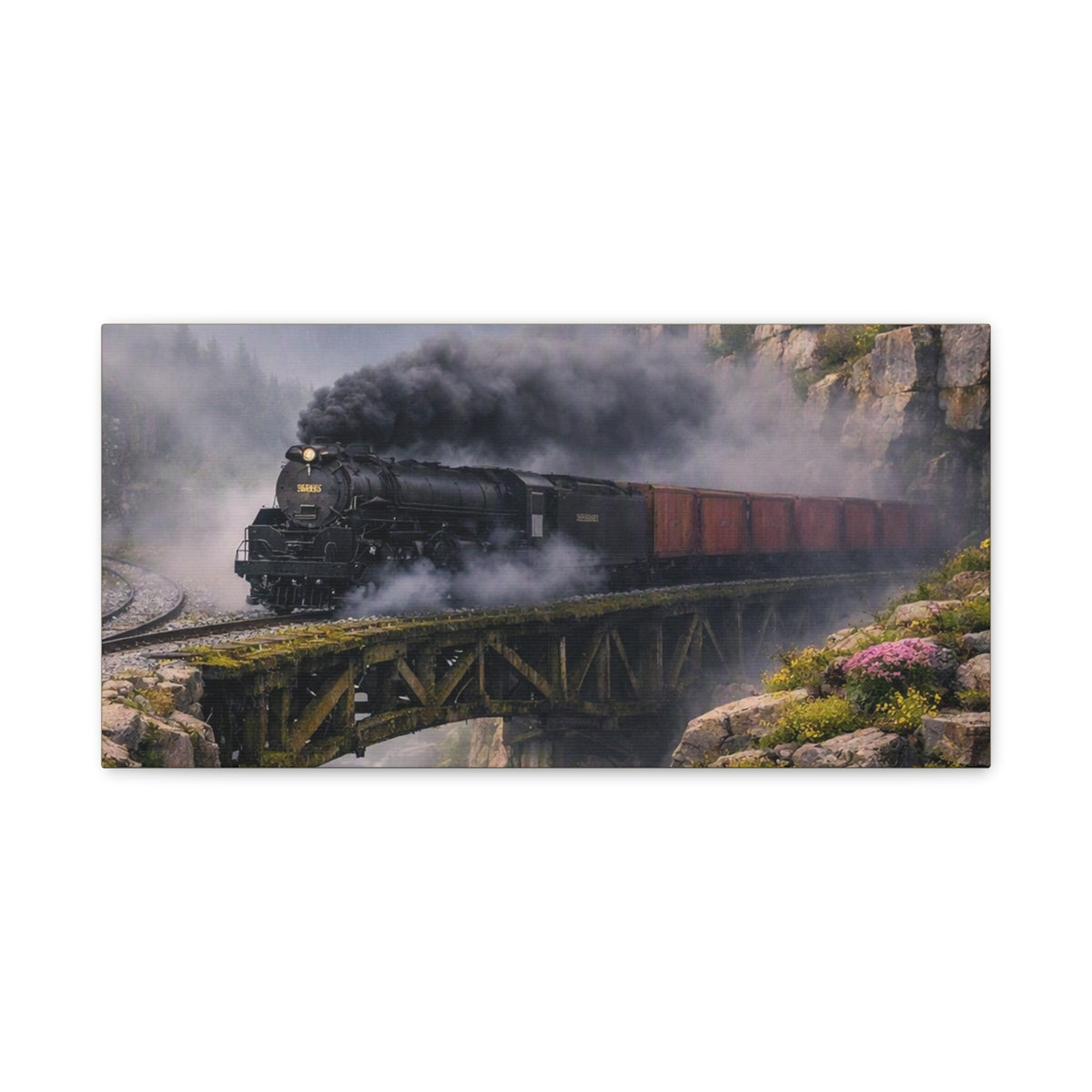 Rails Through the Wilderness Matte Stretched Canvas Print | 1.25" Gallery Wrap