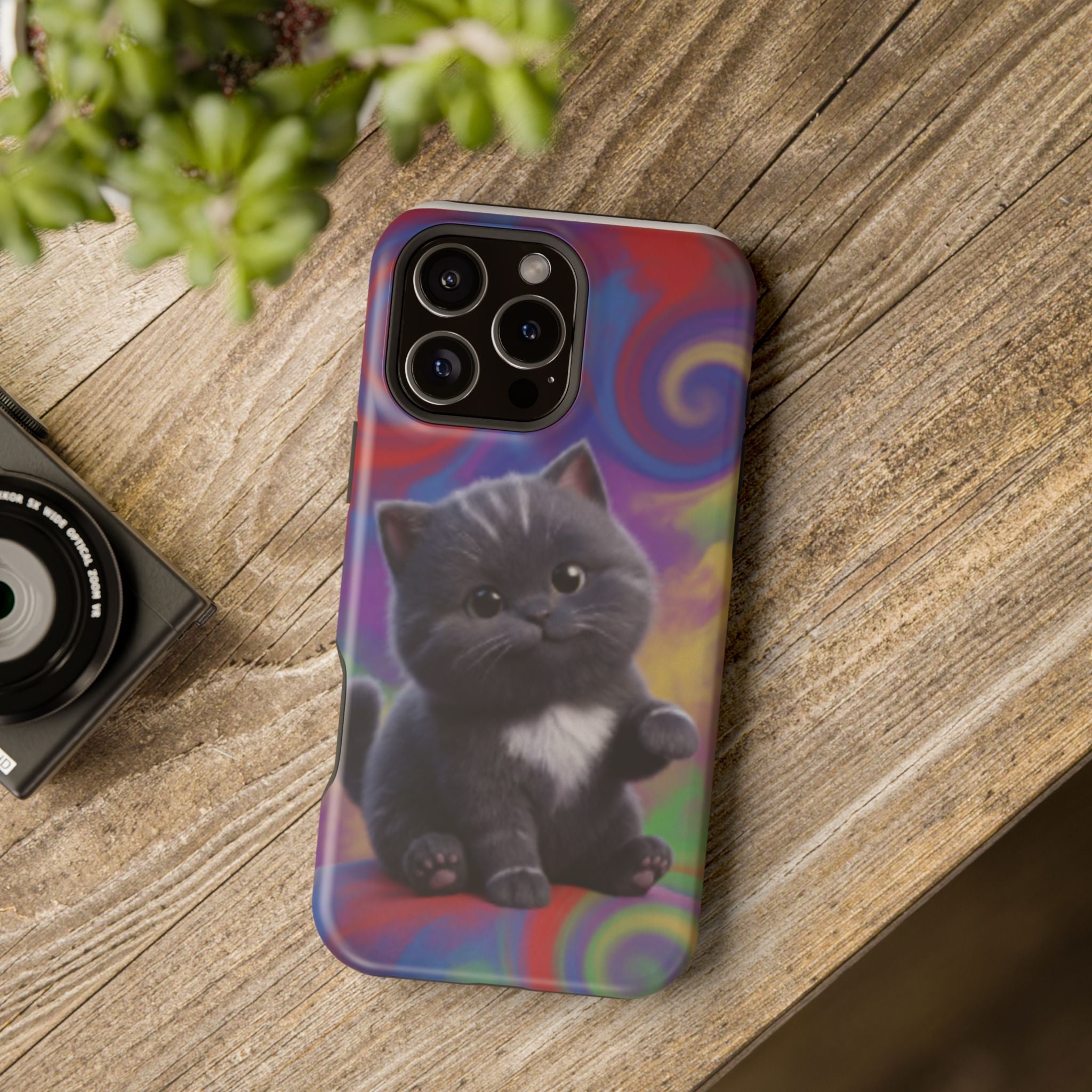 Kawaii Gray Kitten phone case | Impact-Resistant Case