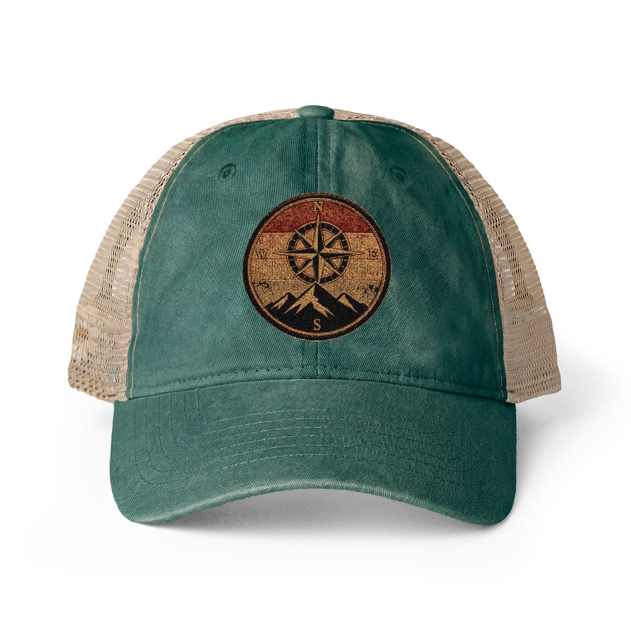 Women's Washed Mesh-Back Cap/Rose Compass