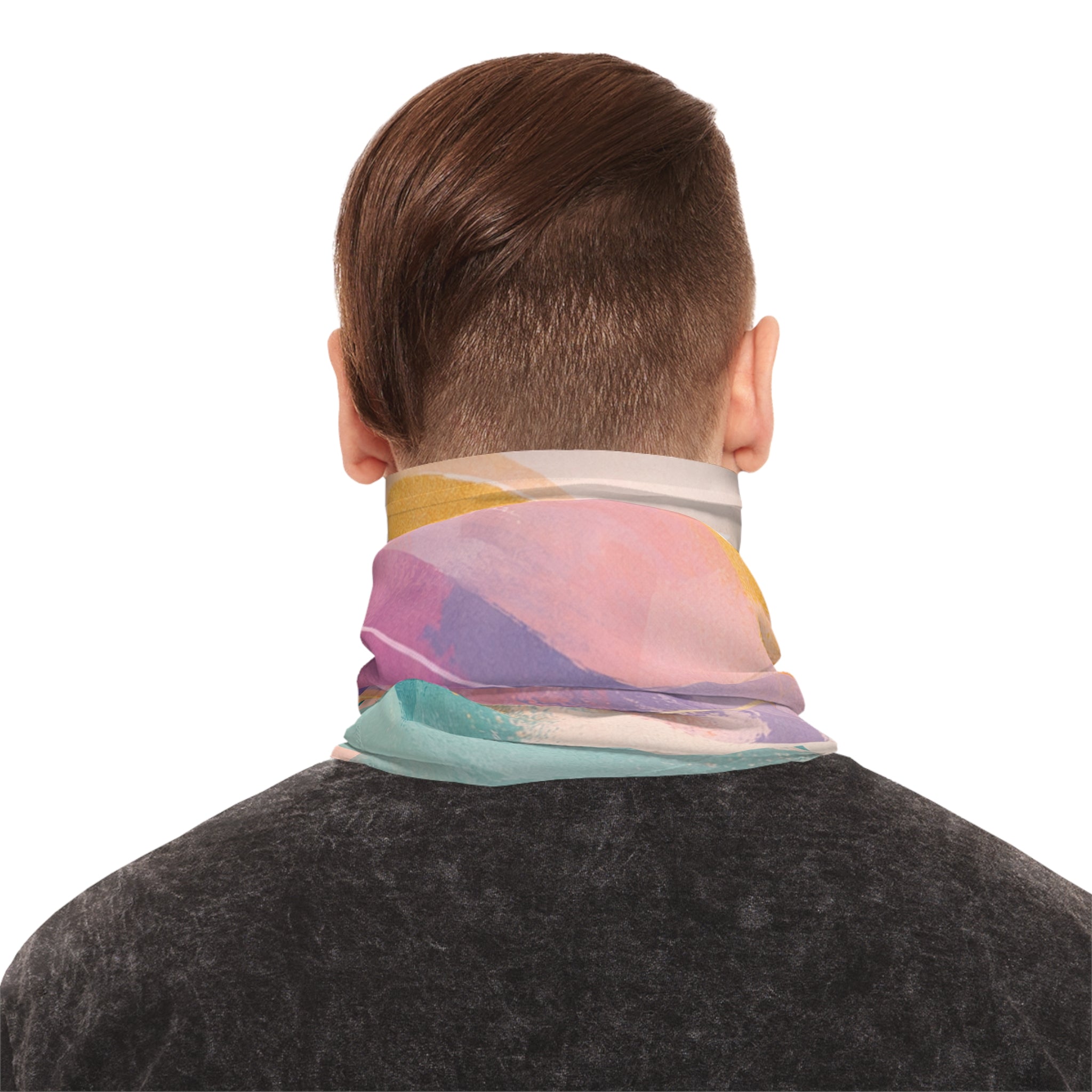 Abstract Sunset Wave Neck Gaiter | Pastel Mountain Beach Scarf
