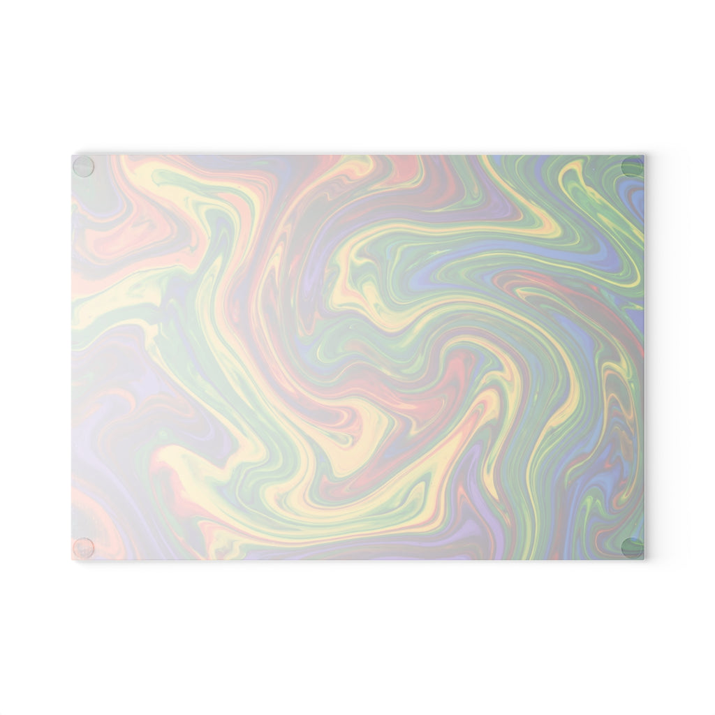 Paint Swirl Glass Cutting Board | Colorful Abstract Kitchen Decor