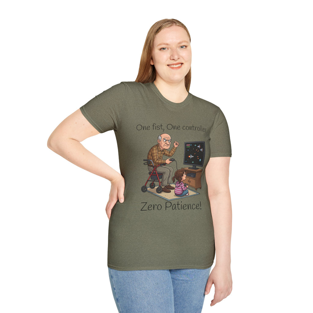 T-Shirt/One Fist One Controller tee |Zero Patience/Grandpa Gaming Design