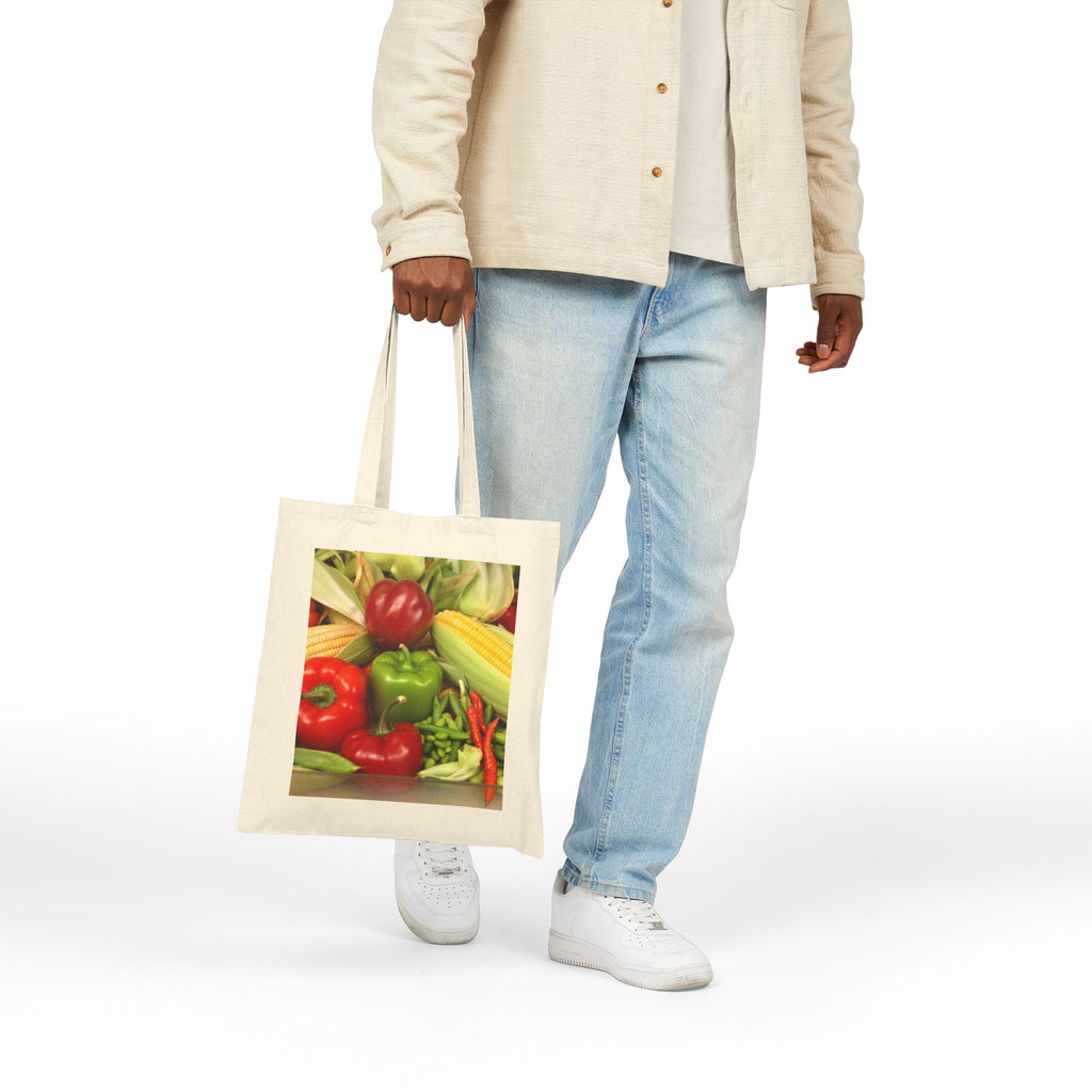 Canvas Tote Bag / Fresh Veggies Market Print | Farmers Market Grocery Tote