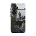 Fisherman Catching Bass phone case | Fishing lake photo phone case