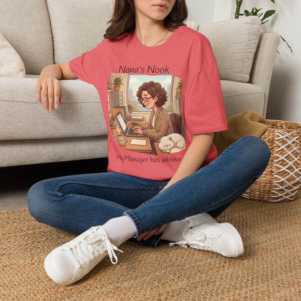 T-Shirt / "Nana's Nook: My Manager Has Whiskers" Cozy Grandma Cat Lover Tee