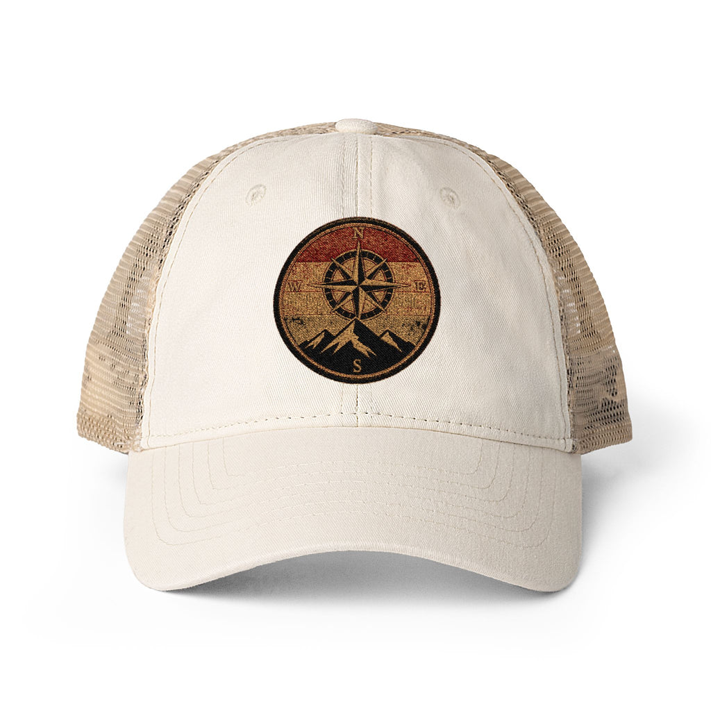 Women's Washed Mesh-Back Cap/Rose Compass