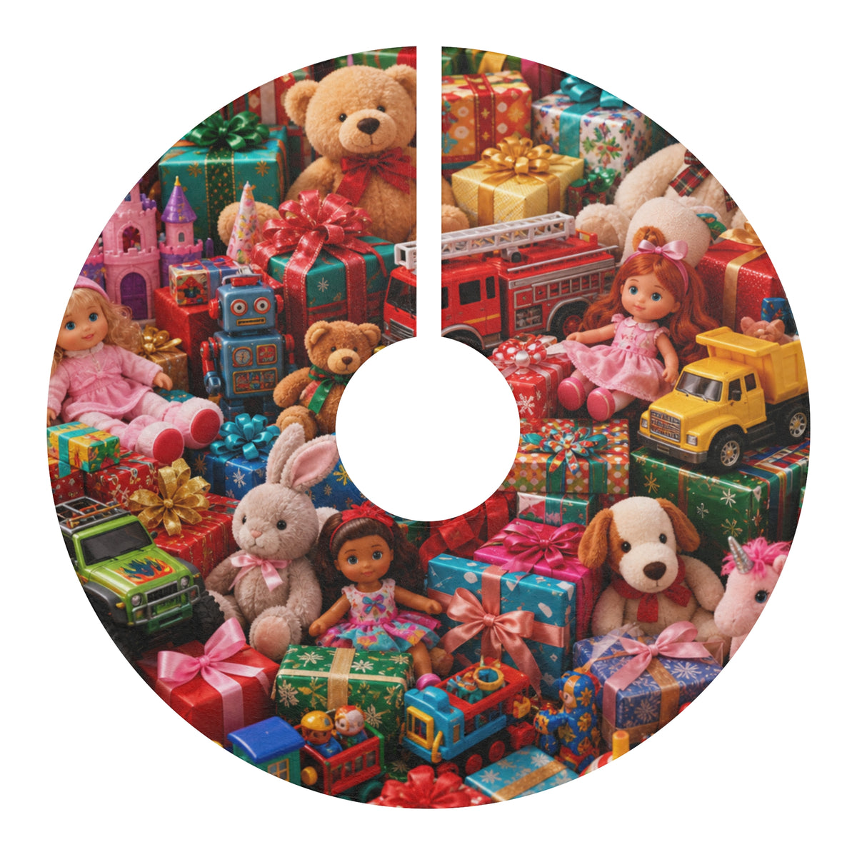Toy Pile Christmas Tree Skirt - Presents & Toys