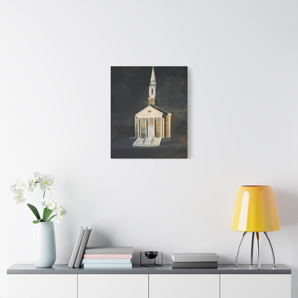 Nighttime Church Painting/ Matte Canvas