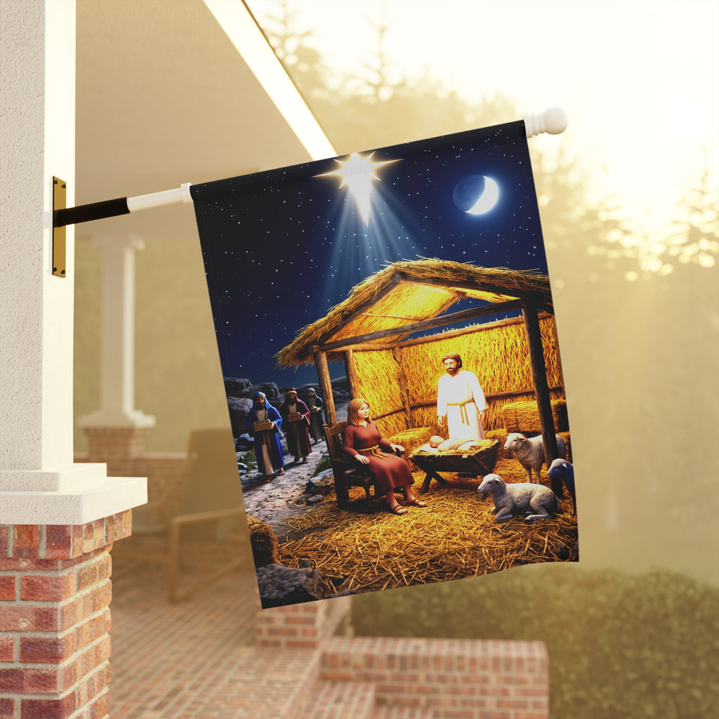 Nativity Scene Garden Banner | Christmas Manger Outdoor Flag