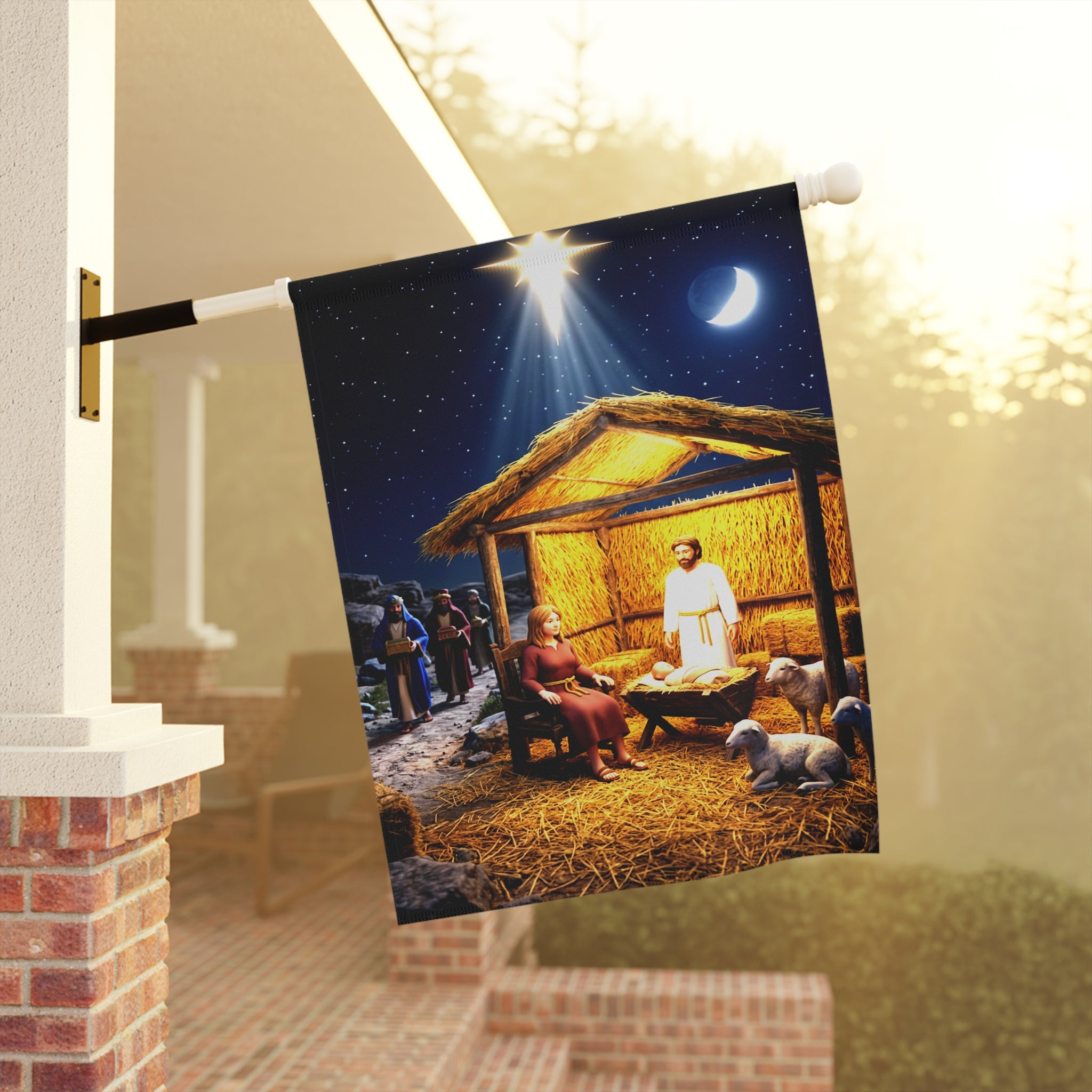 Nativity Scene Garden Banner | Christmas Manger Outdoor Flag